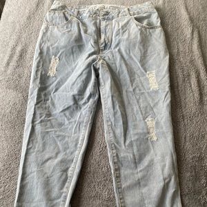 Plus Ripped washed mom jeans